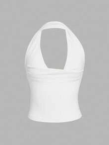 SHEIN EZwear 三合一白色女士休闲性感紧身上衣套装，适合日常穿着 - 白色 - 查看 9