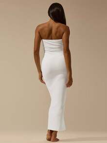 MUSERA ESSENTIALS Buttery Soft Bandeau Fitted Dress Basic Spring Summer Cute Casual Vacation,White Dresses For Women Ibiza Beach Fall Night Out Elegant, Back To School, Date Night Casual Dress