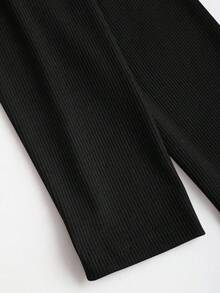 Sweetra Camiseta de Manga Longa com Gola Alta e Detalhe em Renda, Cor Sólida, Outono - Preto - Visão 6