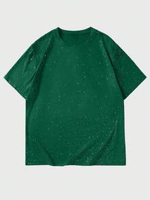 Manfinity Homme Men's Minimalist Round Neck Short Sleeve Silver Foil T-Shirt - Dark Green - View 3