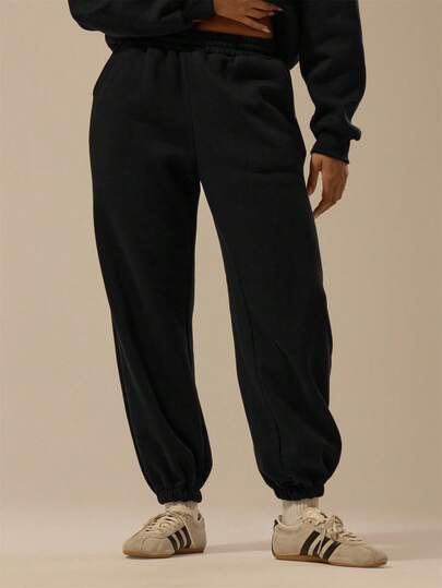 MUSERA ESSENTIALS Pantalones jogger con cintura elástica y puños, básicos relajados para otoño e invierno, de vuelta al colegio, casuales y para uso diario