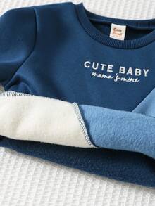 Cozy Pixies Set de 2 piezas de suéter de cuello redondo de manga larga y pantalones de cintura elástica en color contrastante para bebé niño