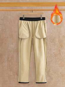 Manfinity NXTstreet 男士休闲保暖内衬抽绳腰袋宽松长裤，冬季 - 黑色 - 查看 9