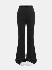 Girlism 2pcs/Set Tween Girls Solid Color Flared Pants Bottoms, Versatile Daily Wear - Navy Blue - View 9