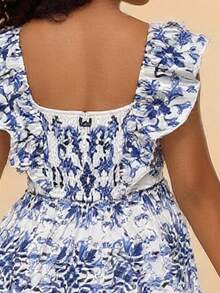 Travachic KIDS 少女度假荷叶边背心套装 - 藍白色 - 查看 3