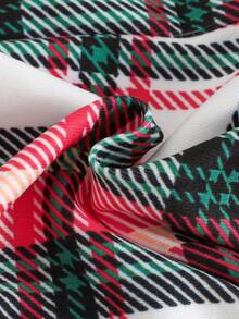 Conjunto de ropa de estar en casa con blusa de manga larga roja y leggings a cuadros clásicos para niñas - Multicolor - Ver 5