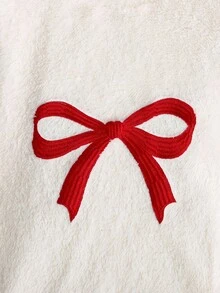 SHEIN 青少年女孩休闲宽松舒适圆领套头蝴蝶图案羊毛睡衣