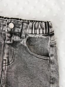 Quần jean ống đứng cho bé gái, màu xanh thêu hình bướm dễ thương, giản dị và thời trang, cạp chun, thích hợp mặc đi học, dự tiệc, mặc hàng ngày, đi nghỉ, đi làm, mặc nhà, hàng mới về mùa thu - màu đen - Xem 7