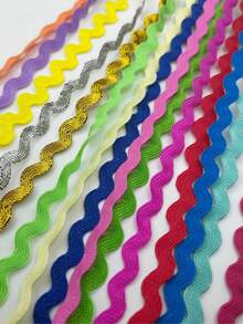 1条多色涤纶锯齿形丝带 DIY手工材料 礼品包装 蝴蝶结制作 婚礼 圣诞节 节日派对装饰材料