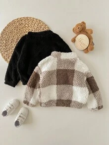 SHEIN 2 件 Babygirl 休闲蓬松豹纹立领夹克，秋冬