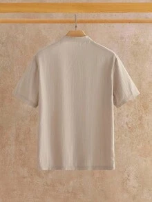 HIMLAND Men's Casual Solid Color Short Sleeve Shirt