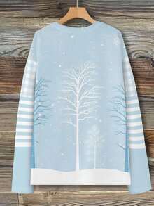 EMERY ROSE Top à col rond pour femmes grande taille, imprimé bonhomme de neige et flocons de neige, vêtements d'automne confortables pour femmes