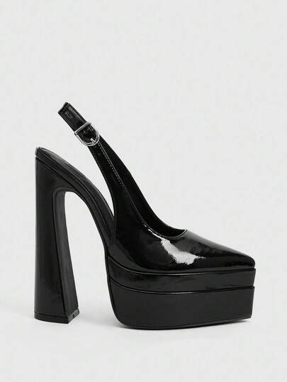 CUCCOO LuxiPop 女士纯色休闲简约百搭高跟厚底浅口鞋，适合万圣节、圣诞节、派对、秋季夜店装扮