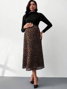 SHEIN MaterniWear 秋冬孕妇两件套新年女装 - 黑色 - 查看 3