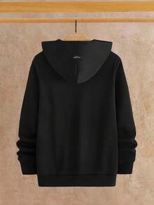 HIMLAND Men's Casual Daily Letter Graphic Pocket Hoodie, Autumn, For Fall Winter