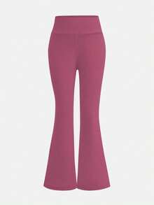 Sparklyn 2pcs/Set Young Girls Street Style Sporty Fashion All-Match Hoodie And Flare Pants Outfit, Purple Red, Autumn/Winter