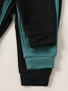 SHEIN Playful Pals 6pcs/Set Baby Boy Letter & Stripe Print Long Sleeve Crew Neck Sweatshirt And Jogger Pants Set, Baby Hoodies, Trousers, Baby Boy Sportswear Set, Infant Activewear, Black/White/Gray, Suitable For Autumn/Winter Winter Clothes - Multicolor - View 6