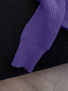 Qadelle Áo khoác cardigan dệt kim cài nút phía trước thường ngày dành cho nữ, Thu/Đông - Màu tím - Xem 9