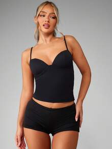 MISSGUIDED 无袖紧身胸衣背心上衣紧身胸衣短款上衣修身基本款甜心领吊带背心夏季晚会俱乐部时尚吊带背心