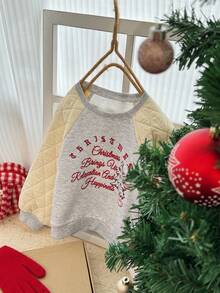 DAZY Christmas Young Girl Fall Clothes Young Girls Round Neck Knit Fleece Sweatshirt,Winter - Grey - View 3