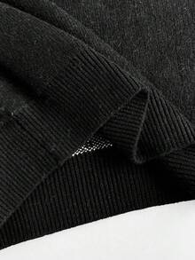 Manfinity VCAY Herren Lässig Farbblockstreifen Patchwork Langarm Pullover, Herbst/Winter, Grunge Stil - Schwarz - Übersicht 5