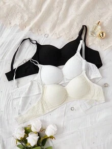 Teen Girl Wireless Bra, Seamless Bra, Push-Up Bra - Multicolor - View 4