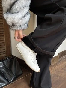 DAZY Quần dài lưng thun co giãn thẳng màu trơn lót nhiệt dành cho nữ, thích hợp mặc đi làm vào mùa thu/đông Quần dài thường ngày lót nhiệt màu trơn dành cho nữ - màu đen - Xem 6