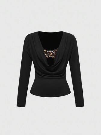 Grunge Punk Top corto con cuello profundo drapeado, mangas de murciélago holgadas estilo Y2K retro (incluye bandeau) para mujeres