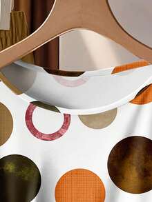 EMERY ROSE Set de 2 piezas con top de manga corta de cuello redondo con lunares casuales y pantalones holgados, talla grande, adecuado para primavera y otoño - Multicolor - Ver 4