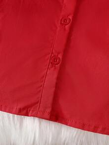 SHEIN Playful Pals Camicia a maniche lunghe con colletto alla coreana per neonati/bambini piccoli, adatta per tutti i giorni, attività all'aperto, vacanze, scuola, tutte le stagioni