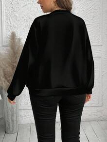 SHEIN LUNE 大码女式黑色休闲简约夹克，适合秋冬季 - 彩色 - 查看 6