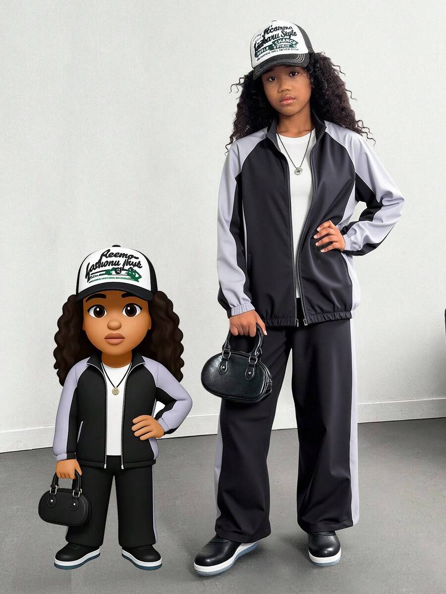 4 件套儿童编织运动套装，适合所有季节，充满活力和时尚，适合居家、户外活动和休闲穿着 - 彩色 - 查看 1