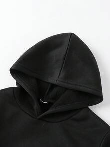 Bộ 2 món đồ YoungBoy, Áo hoodie in chữ gấu Giáng sinh vui nhộn tối giản thời trang và quần nỉ nỉ, thích hợp cho dịp Giáng sinh, mùa thu/đông - màu đen - Xem 5