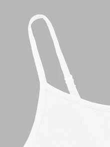 SHEIN EZwear Bộ 3 áo hai dây đệm nhiều lớp thanh lịch thường ngày cho nữ, màu trắng - trắng - Xem 8