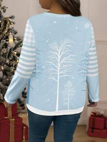 EMERY ROSE Top à col rond pour femmes grande taille, imprimé bonhomme de neige et flocons de neige, vêtements d'automne confortables pour femmes