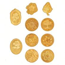 10/11pcs Golden Wax Seal Stamp Set With Wooden Handle, Metal Seal Wax Stamp Kit With Various Patterns For Letter, Greeting Card, And Gift Decoration