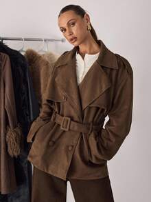 SHEIN BAE 秋冬街头风格休闲长袖女式风衣