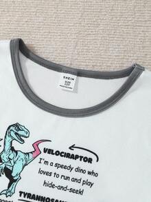 4件套男童恐龙、火箭和星球图案印花弹力针织舒适长袖上衣和裤子睡衣套装 - 彩色 - 查看 7