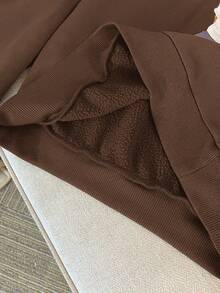 青少年女孩棕熊与字母图案宽松圆领套头衫秋冬装 FGirlmen