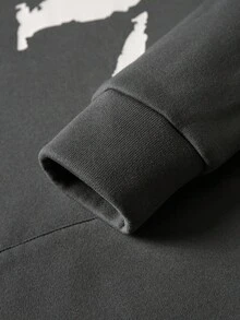 JNSQ Tween Boy Oversized Hoodie, Funny Number Print Long Sleeve Thick Fleece Sweatshirt, Suitable For Autumn, Winter Daily Wear, Outdoor Activities, Vacation, Streetwear, Party And Casual