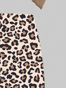 女士休闲时尚创意清爽街头时尚粉色闪亮豹纹蝴蝶结设计图形印花圆领运动衫和紧身裤套装，适合秋季 - 彩色 - 查看 6