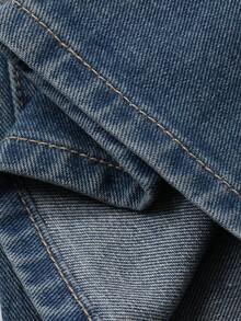 DAZY Women's Distressed Washed Rivet Decor Straight Leg Casual Jeans, Street Style, Autumn/Winter