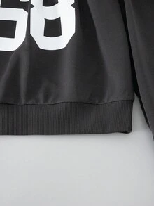 2pcs/Set Tween Girls' Off-Shoulder Sweatshirt And Loose Fit Sweatpants Casual Sports Suit, Autumn/Winter - Dark Grey - View 8
