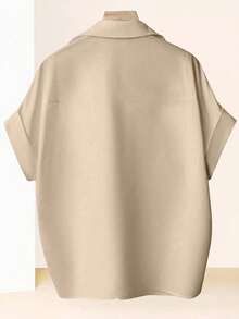 Franclia Camisa de mujer con diseño francés de alta gama, suelta, con mangas de murciélago y solapa - Albaricoque - Ver 2