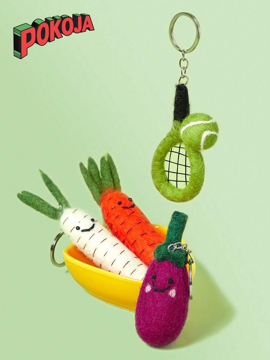 POKOJA LAND 手工舒缓水果毡饰物系列(柠檬/猕猴桃/木瓜/桃子)-设计师钥匙扣 - 彩色 - 查看 1