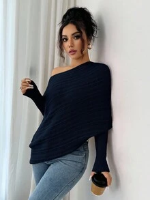 Elenzga Áo len dài tay thu/đông nữ, hòa nhạc lễ hội ngày lễ, phong cách đường phố Stockholm cổ điển, trang phục công sở giáo viên, trang phục thanh lịch cho buổi hẹn hò - Xanh đậm - Xem 4