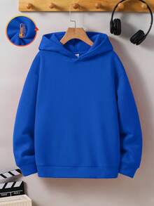 Sudadera de manga larga con estampado de letra y jugador de baloncesto de unicolor para niño preadolescente, adecuada para otoño/primavera, apta para juegos al aire libre, deportes, escuela, estilo callejero, fiestas y uso casual, alta relación calidad-precio, sudadera para niños, sudaderas azules, ropa para niños, ropa de invierno, Navidad - azul real - Ver 2