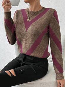 EMERY ROSE 2025秋冬新品几何条纹套头衫 - 彩色 - 查看 5