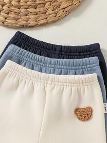 3pcs Newborn Baby Boy/Girl Cute Cartoon Pattern Elastic Waist Knit Pants, Casual & Versatile - Multicolor - View 6