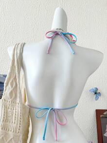 Swim Mod Bộ đồ bơi tam giác đính cườm họa tiết hoa ombre thêu mùa hè mới dành cho nữ, đồ bơi đi biển - Nhiều màu - Xem 5